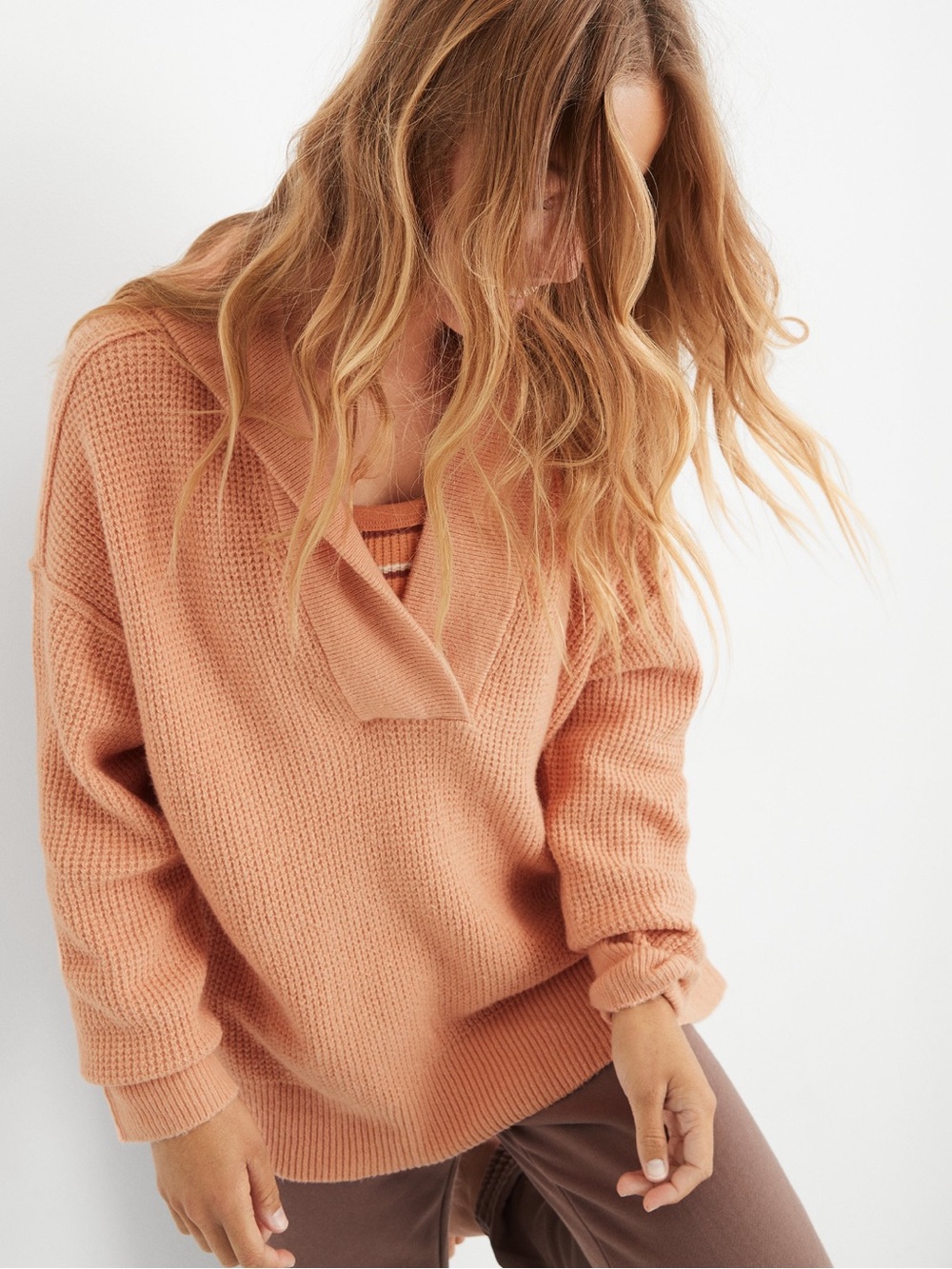 Aerie CozyUp Waffle Sweater Hoodie